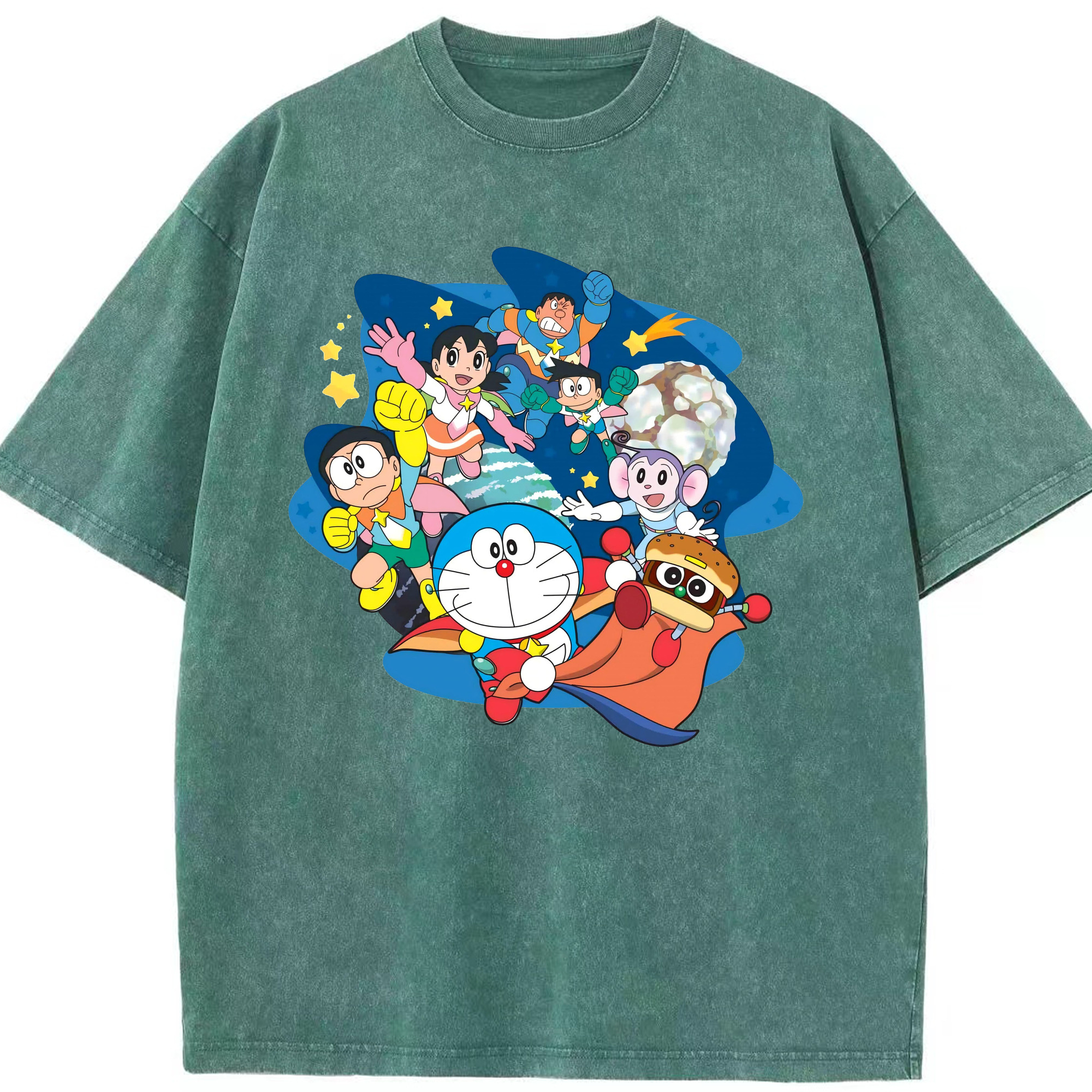 （画像用） ドラえもん Doraemon 綿100% ヴィンテージ風 半袖Tシャツ（フロントプリント）